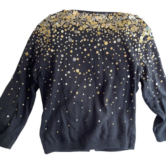 la rok gray cashmere cotton bronze sequins embellished FALL HOLIDAY swea… - Picture 4 of 4